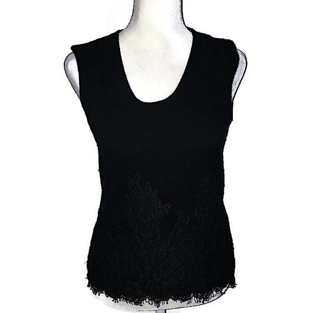 100% Cashmere Ann Taylor lace trimmed shell xs